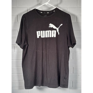 Puma Men’s Large Black Cat Logo Essential Crew Neck Short Sleeve Tee Athleisure